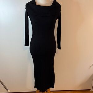 Noli Black Cowl Neck Long Sleeve Knit Dress | S
